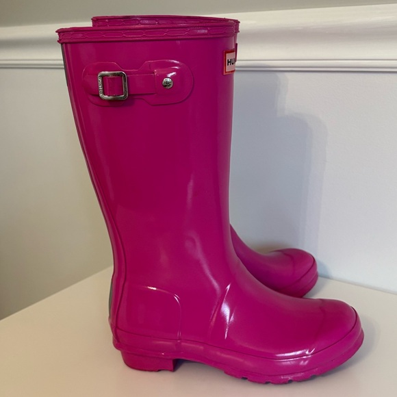Hunter Original Kids Pink Gloss Boots, Size 4 - Picture 7 of 11